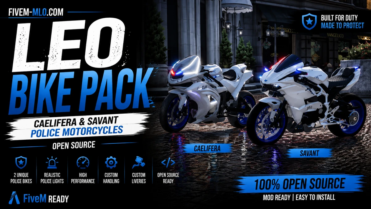 LEO Bike Pack FiveM | Caelifera & Savant Police Motorcycles | Open Source